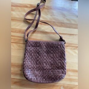 Vintage Vilenca Holland Brown Woven Leather Crossbody Bag